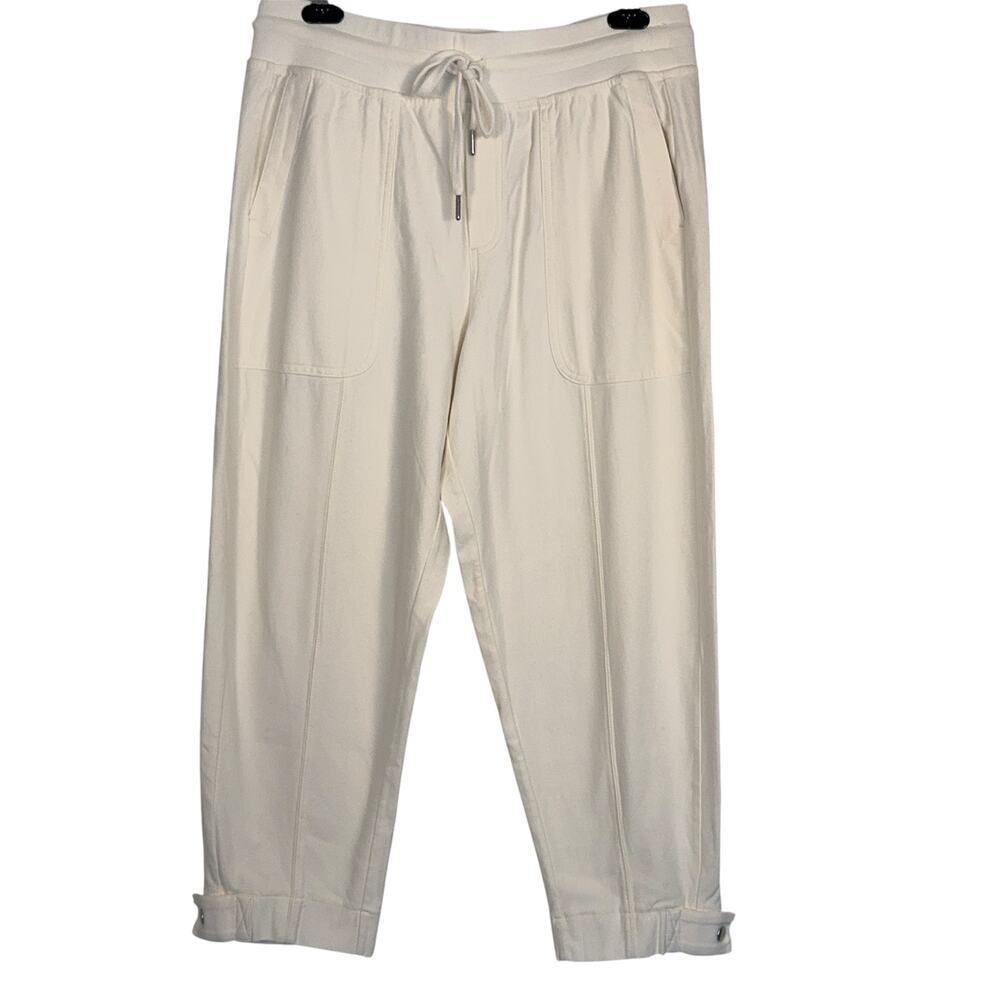 Athleta Farallon Weekender Pant Medium Cream Cropped Drawstring Casual Lounge